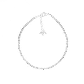 TGH Natural Clear Quartz Beads Bracelet Micro Faceted Gemstones Jewelry For Her, April Birthstone Energy Healing Crystals, Silver Plated Chain 8 inch, Valentine Day Gift (Clear Quartz)