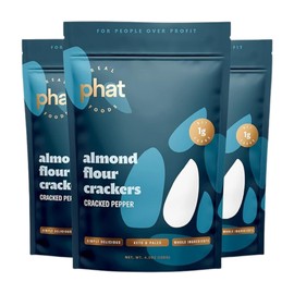 Pepper Almond Flour Crackers by Real Phat Foods - Low Carb, Gluten-Free Keto Crackers - Pack of 3 (Pepper)