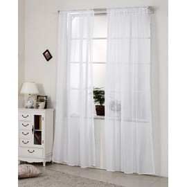Laneetal Transparent Curtain with Ruffle Tape, 1 Piece Window Curtain Made of Voile in White, 140 x 175 cm, Window Curtain for Bedroom, Children's Room, Kitchen Curtain, Decorative Curtain