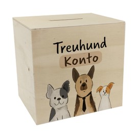 Wooden Dog Money Box with Saying Treuhundkonto Schäferhund Frenchie Design Ideal for Terrier Fans Dog People Save Money Fox