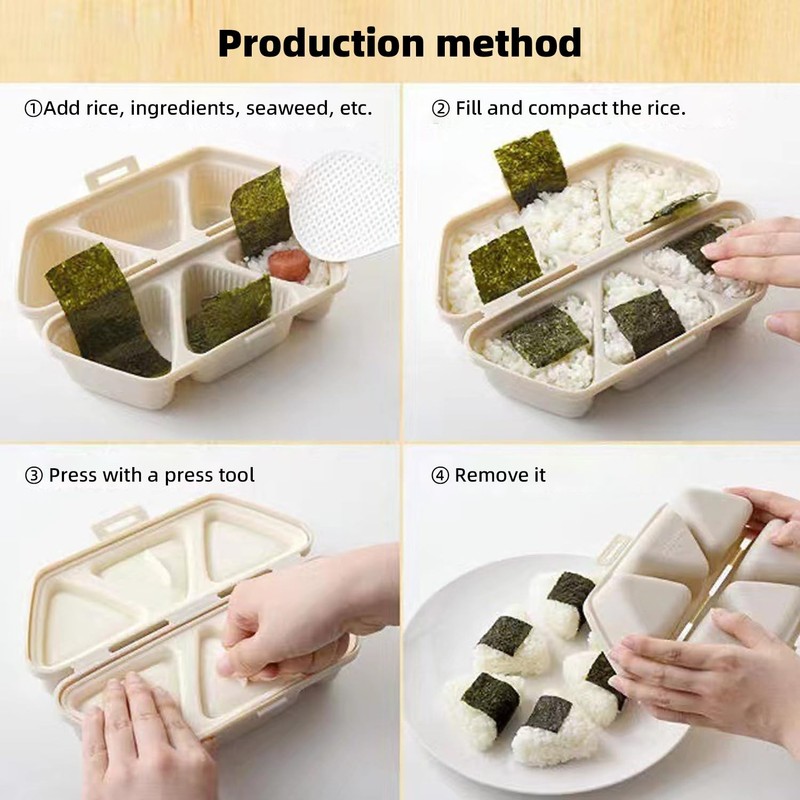 Asphodelia 2-Pack Triangle Onigiri Mold 6-in-1 Bento Rice Ball Maker,