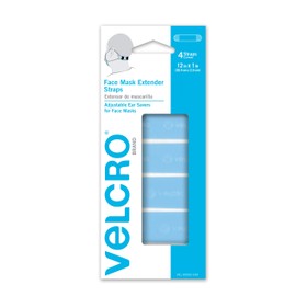 VELCRO Brand Face Mask Extender Straps 4pk Light Blue, 12” x 1” Comfortable and Adjustable Ear Savers, VEL-30692-USA