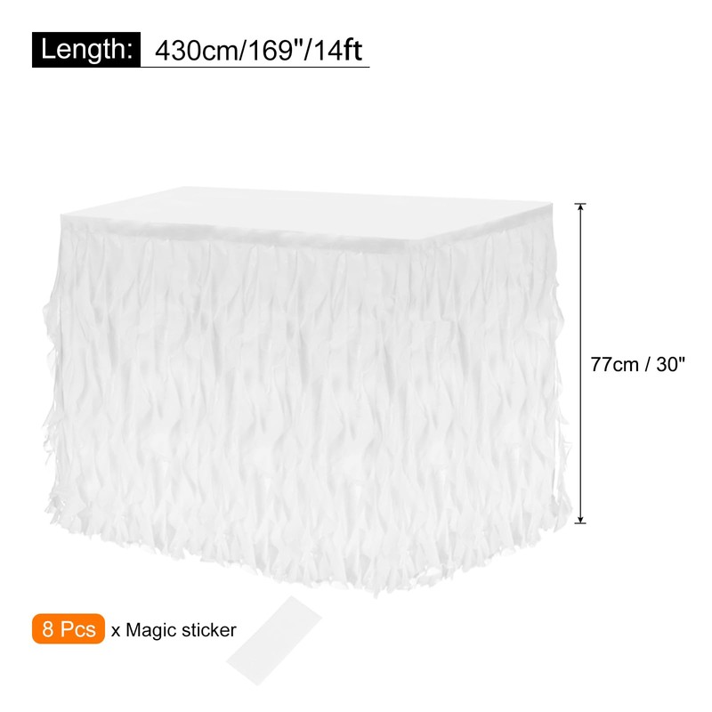 sourcing map 14ft White Tutu Table Skirt, Tulle Curly Willow