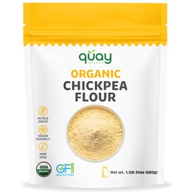 Quay Naturals Organic Chickpea Flour, Garbanzo Bean Flour, 1.5 lb, Non-GMO, Gluten-Free, Vegan. Ideal for Baking, Frying, Flatbreads & Grain-Free Cooking.