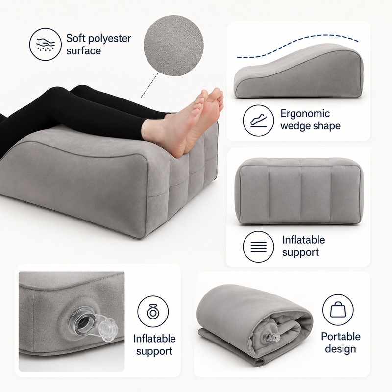 Inflatable Leg Elevation Pillow for Bed and Chair – Adjustable