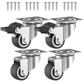 4 x swivel castors for furniture, 50 mm, load capacity 400 kg, heavy duty castors, 2 furniture castors with brake, castors for furniture, transport wheels, silent rubber castors, heavy duty castors