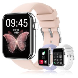 HXQHSTBG Smartwatch for Women, 1.85 Inch Sports Watch with Phone Function, Fitness Tracker with Heart Rate Monitor and Sleep Monitor, Compatible with iOS and Android, Waterproof IP67 (Silver)