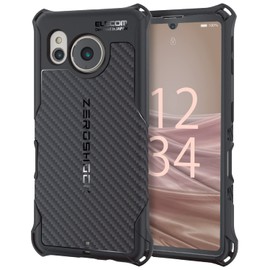 Elecom Aquos Sense7 [SH-53C | SHG10] Case Cover, Shockproof, Shock Absorption, ZEROSHOCK TPU, Soft, Quad Damper, Honeycomb Structure, Easy to Grip Carbon-like Texture, Strap Hole, Black PMWS226ZEROGBK
