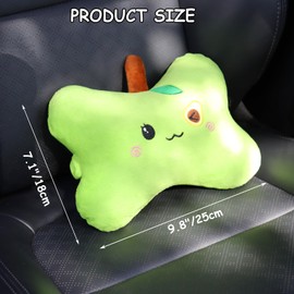 MissSoul 2 Pack Car Headrest Pillow, Cute Neck Pillow for Car Seat Comfortable Soft Head Neck Rest Cushion Seat Neck Support Cartoon Car Pillow for Driving, Travelling, Home Décor - Avocado