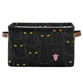HUXINO Storage Basket Cube, Black Cat Animal Pattern Large Storage Bin Box Collapsible Clothes Toys Organizer Laundry Basket for Shelves Closet Kids Nursery Bedroom, 1 Pack