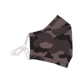 Children's Camouflage Cotton Face Mask, Reusable, Safety Mask with 4 Filters, Anti-Pollution Mask, Grey Camo, 2 Pieces