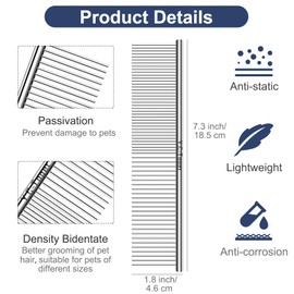 Y.C-Toget Combs for Dog Cat Grooming, Large Steel Dog Cat Comb for Removing Tangles and Knots & Trimming, Professional Grooming Comb for Long-Haired Dog Cat