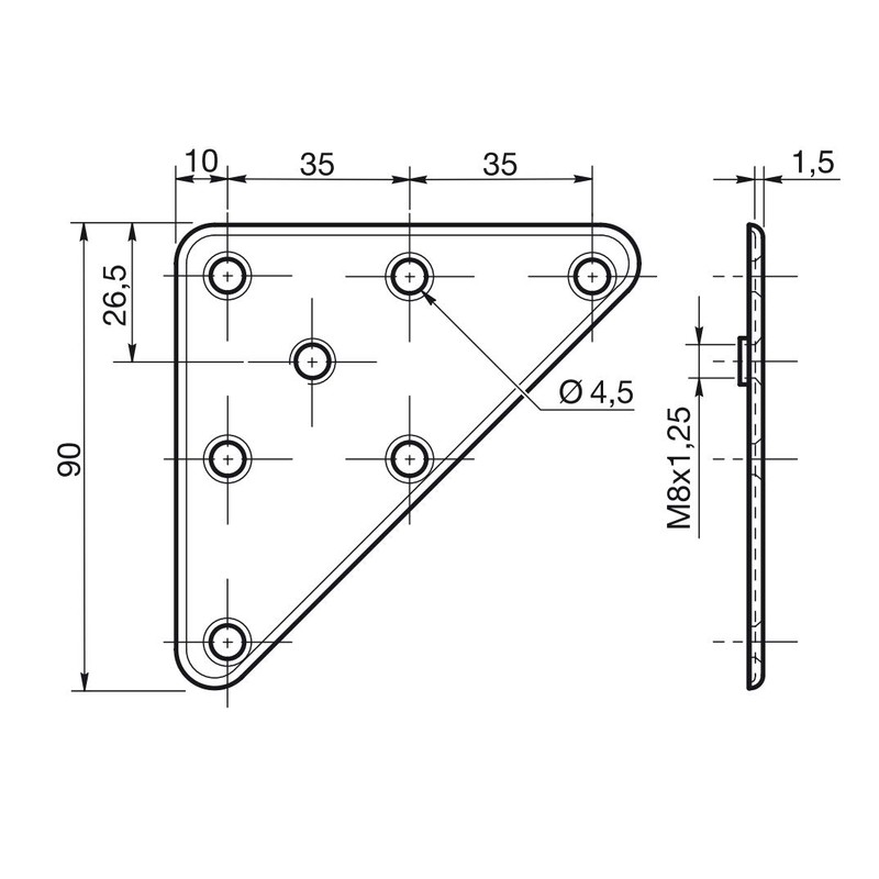 Design61 Set of 4 Mounting Plates for Furniture Feet with