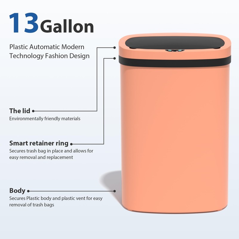 Capacmkseh 13 Gallon/50 L Kitchen Trash Can with Lid, Garbage