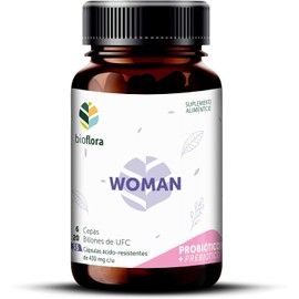 Probioticos Bioflora Woman 35 Cápsulas Veganas Resistentes al Ácido, 6 Probióticos + Inulina Orgánica de Agave, 20 Billones de UFC.