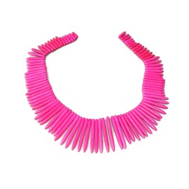 Hot Pink Turquoise Spike Strand, Stick, Slab, Point Teeth Bead, Top Drilled, Polished, Graduated - 17.5 inch Strand - 20mm - 48mm Long