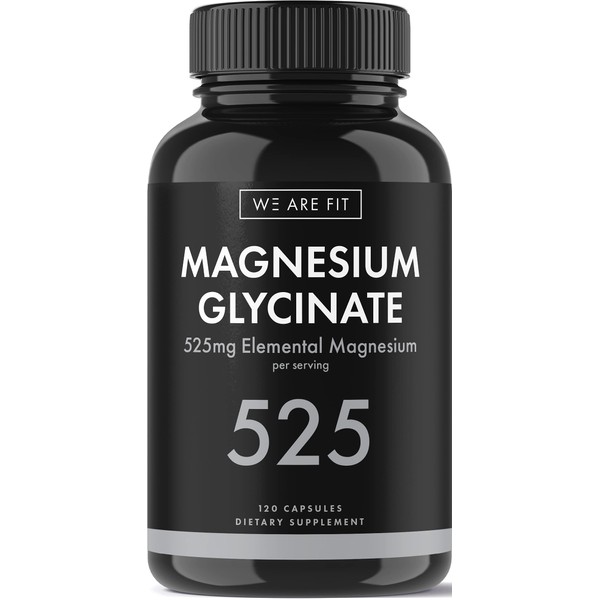 Magnesium Glycinate 525 mg Elemental Complex -125% DV High Absorption Bioavailable Supplement to Support Magnesium Levels, Vegan & Non-GMO, 120 Veggie Caps