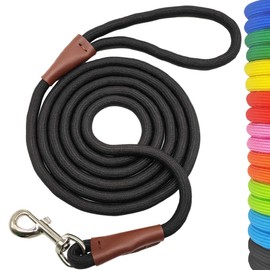 SEPXUFORE 6FT/8FT/10FT Rope Dog Leash, 10+ Colors Classic Leash, 1/2” Strong Nylon Climbing Leash with Leather Tailor Connection, for Small Medium Large Pets