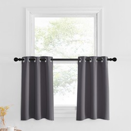 NICETOWN Grey Blackout Tiers Curtains for Kitchen 30 Inch Length, Thermal Insulated Short Window Treatment Privacy Bathroom Curtain for Shortage Room Small Windows, W29 x L30 inch, 2 Panels