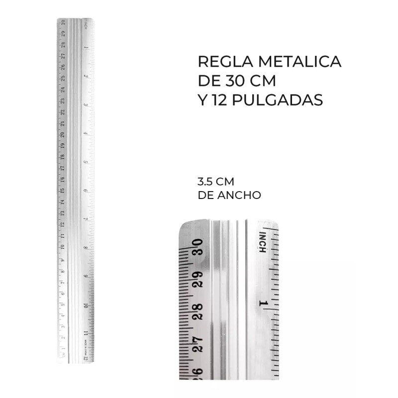 Jands 2 Reglas De 30cm Metalicas De Aluminio