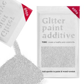 TORC Silver Glitter Paint Additive - Multi-Size Glitter Powder for Acrylic Paint, Walls, Wood Furniture & Crafts (400g/14oz) - Interior/Exterior Use on All Finishes