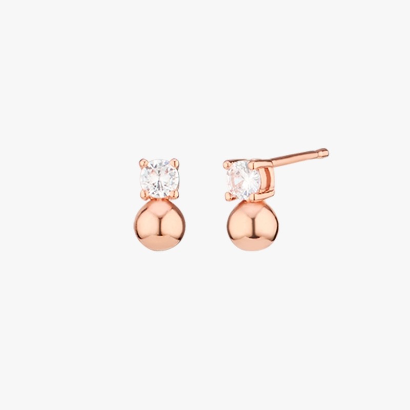 Gold&Deer 14K Goldfield Mini Cubic Ball Point Earrings Rose Gold