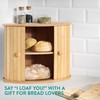 Navaris Wooden Bread Box - Countertop Kitchen Farmhouse Corner Wood