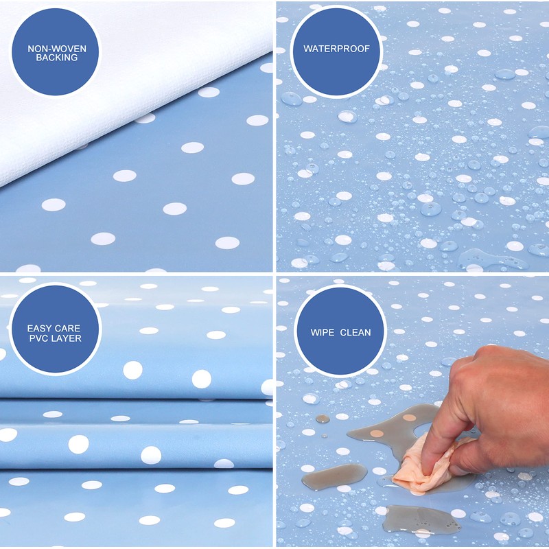 Oilcloth PVC Wipe Clean Table cloth Table Protector Blue Grey