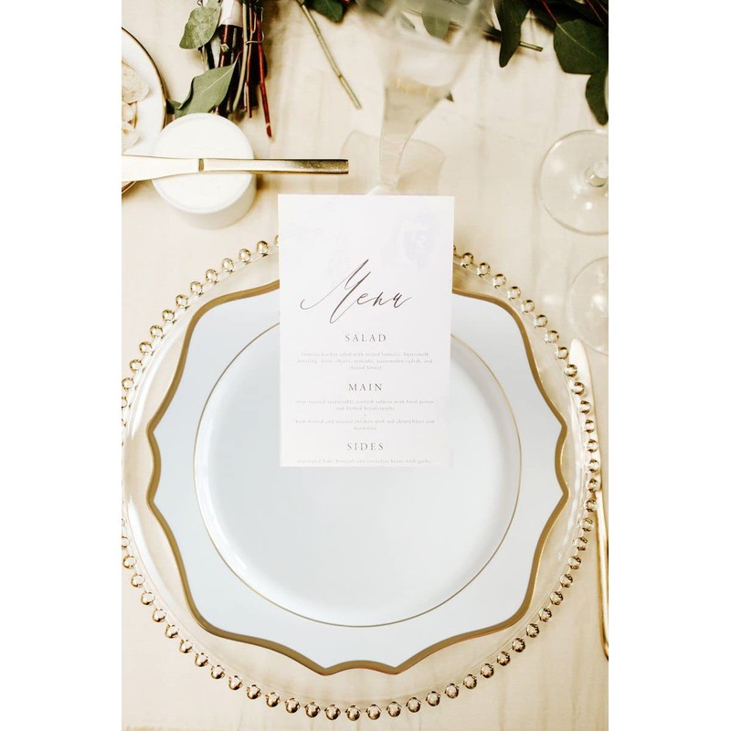 Decor Essentials Ceramic Scalloped Edge Gold Rimmed Charger Plate Dinnerware