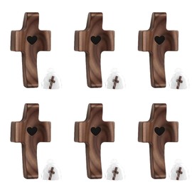 REATIFUL Wooden Cross Fidget,Cross My Heart,Small Wooden Crosses for Pocket Prayers,Wooden Cross for Religious Gifts for Adults (6PCS-A)