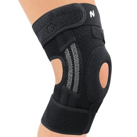 NEENCA ELITE Knee Brace for Men & Women - Open-Back Knee Support with Side Stabilizers & Patella Support for Meniscus Tear, Arthritis Pain, Injury Recovery, Running, Sports (BlackGray, Large)