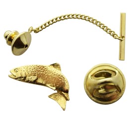 Sarah's Treats & Treasures Atlantic Salmon Tie Tack ~ 24K Gold ~ Tie Tack or Pin - 24K Gold Plated
