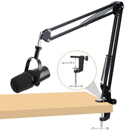 For Shure MV7 Boom Arm with Mic Cover, Adjustable Suspension Mic Stand for Shure SM7B HyperX QuadCast S Blue Yeti Fifine AM8 K669B SoloCast AT2020 and Other Microphone