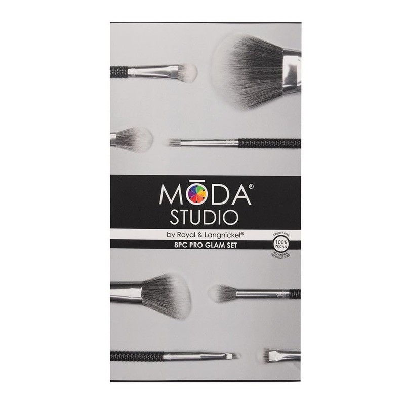 MODA Studio 8pc Pro Glam Makeup Brush Set, Includes -