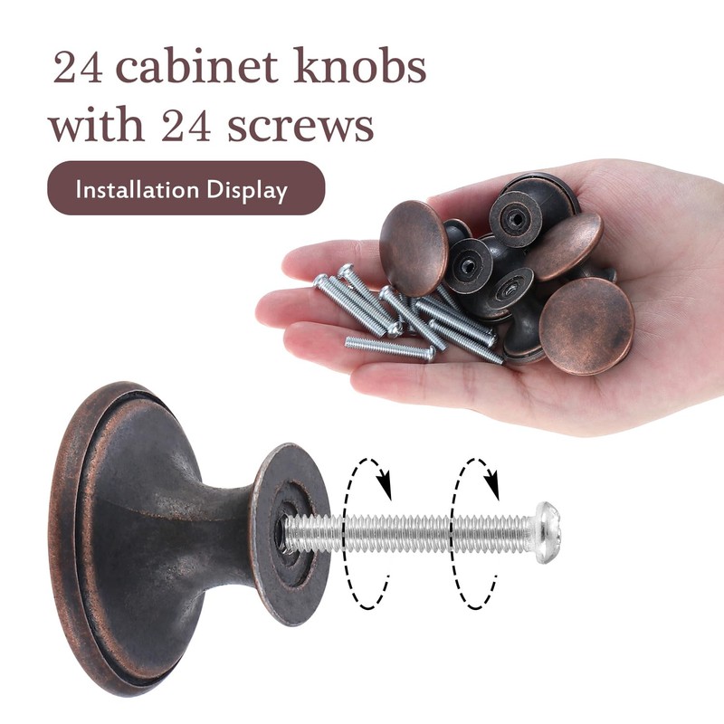 TsunNee 24pcs Vintage Style Chic Drawer Knobs Antique Kitchen Cabinet
