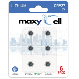MaxyCell CR927 Lithium Coin Cell Battery 3V Long-Lasting Reliable Power for Watches, Key Fobs, Calculators, Thermometer - Leak-Proof Design, Long Shelf Life DL927 CX927 ECR927 GR927 BR927 (6 Pack)