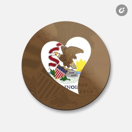Unbranded Illinois USA State Flag Heart | 4'' X 4'' Round Decorative Magnet