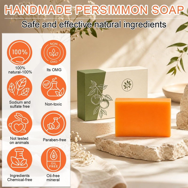 Deodorizing Persimmon Soap for Old People Smell,Persimmon Soap Bar for