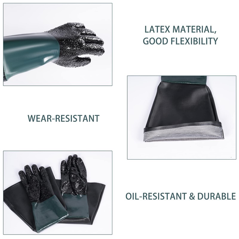 CHADWICK 1 Pair Sandblasting Cabinet Gloves 23.6",Blast Protection, with 2