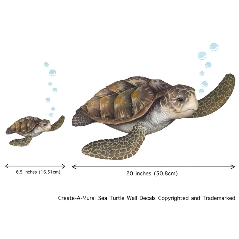 Create-A-Mural : Sea Turtle Wall Decal ~Realistic Undersea Animal for
