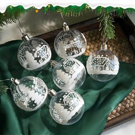 6pcs Christmas Tree Balls Transparent Christmas Decorations Balls Xmas Glitter Balls 6cm Christmas Hanging Ornament Shatterproof Plastic Christmas Tree Baubles Set for Home Xmas Party Decor