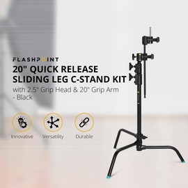Flashpoint 20" Quick Sliding Leg C-Stand Kit with 2.5" Grip Head & 20" Grip Arm (Black)