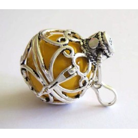 Unbranded Yellow Mexican Bola Pendant, Harmony Ball Pendant w/Necklace