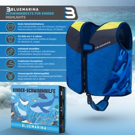 Bluemarina Life Jacket for Children, Various Sizes from Toddler to Baby, Learning to Float, Swimming Aid, Swimming Armbands, Swimming Ring, Swimming Vest for Children from 1-9 Years (Laguna, L)