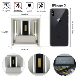 Sunsign lampara exterior pared, 12W lampara de pared, iluminación led modernos, Ángulo de haz ajustable hacia arriba y hacia abajo, IP65 impermeable, 2 pieza, Blanco(luz calida)