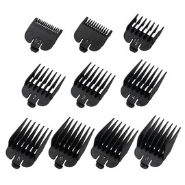 Clipper Guards Set Compatible with Most Wahl Clippers, Clipper Guides Replacement - 1/16" to 1", 10 Piece Set, Black Color