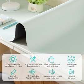 MAKUANG Dry Erase Desk Mat with Organosilicon Surface, Erasable Writing White Board for Making Plans, Non-Slip Large Desktop Protector for Office, Home, School 31.5"x17" (Pale Blue)