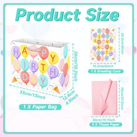 Woohookaka 13" Large Happy Birthday Gift Bag for Boys Kids