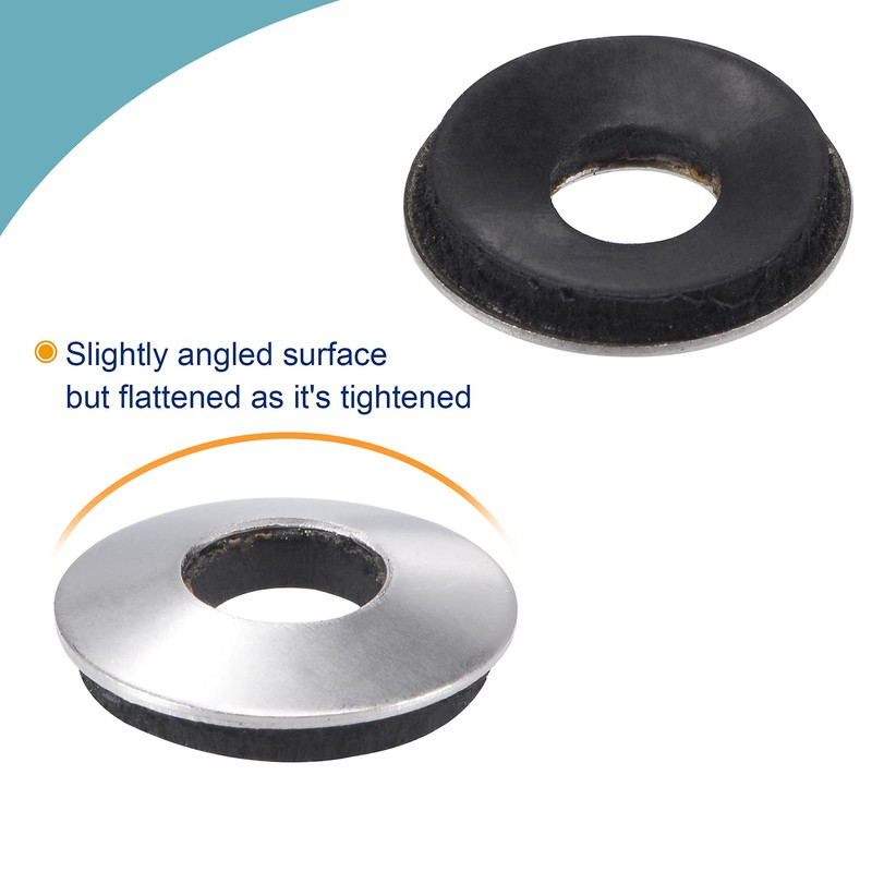 sourcing map Bonded Sealing Washers 16x6.3x2.8mm Stainless Steel EPDM Rubber