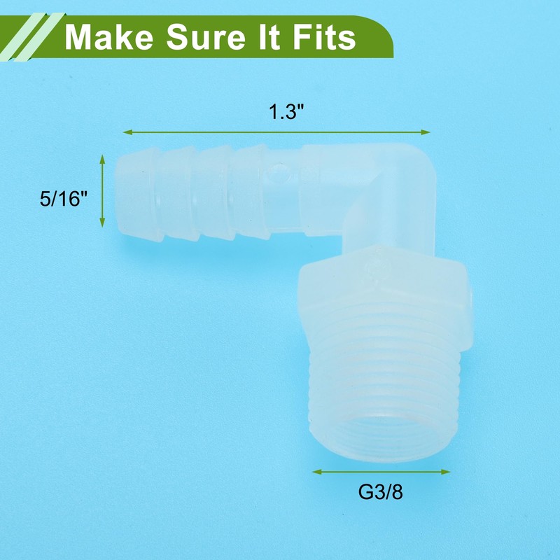 HOPESPANNER Plastic Hose Barb Fitting 5/16" Hose ID G3/8 Male